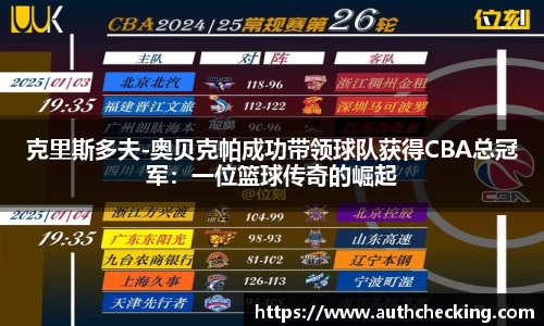 克里斯多夫-奥贝克帕成功带领球队获得CBA总冠军：一位篮球传奇的崛起